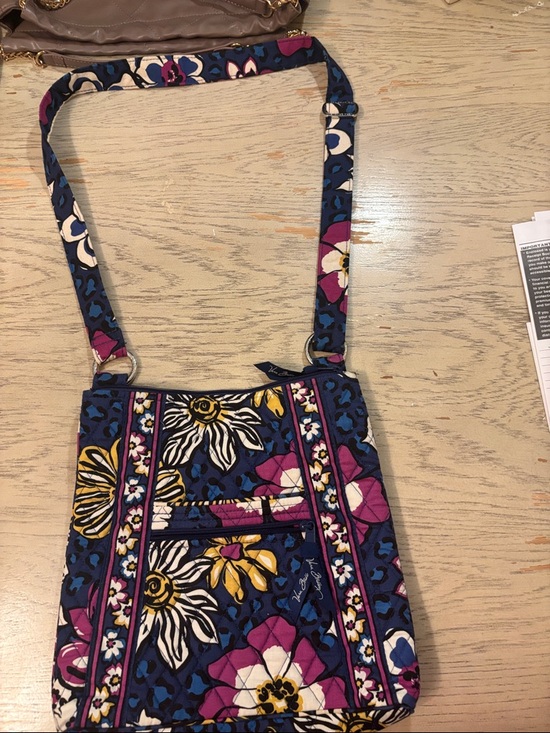 Vera Bradley Handbags - Vera Bradley Floral Quilted Crossbody - Navy, Purple & Yellow